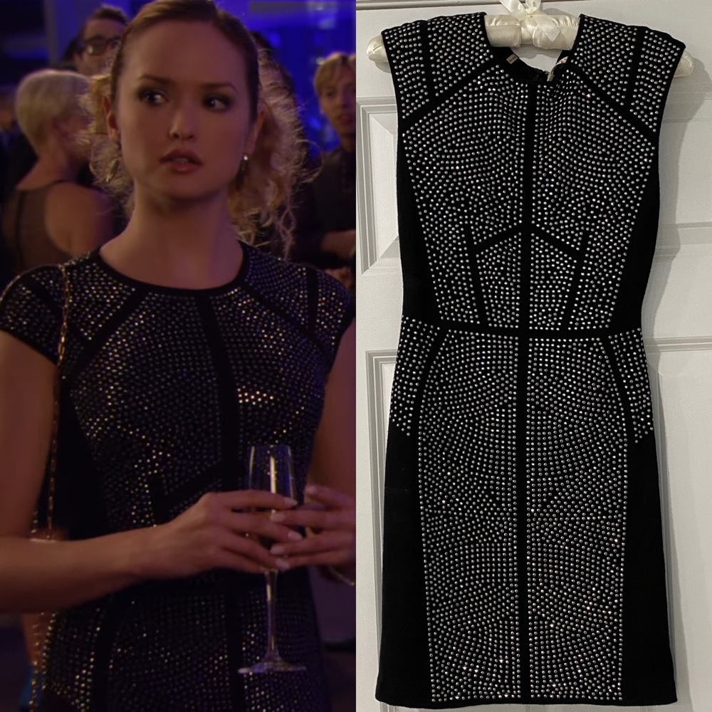 Rebecca Taylor Nailhead Mini Dress Black Silver ASO Gossip Girl XS
